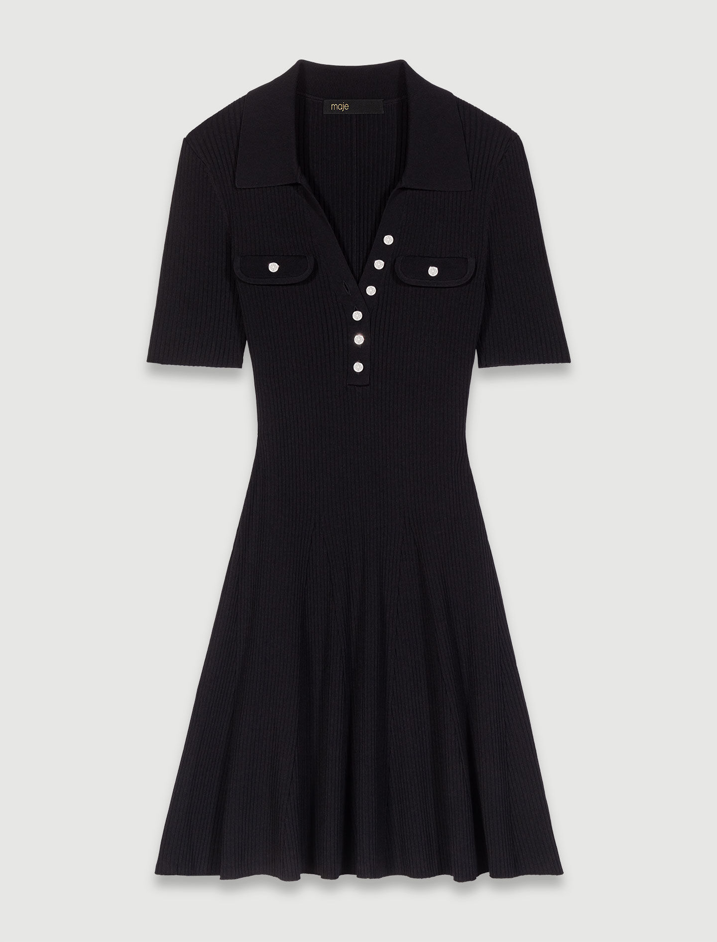 Rochie scurtă tricotată - Neagră