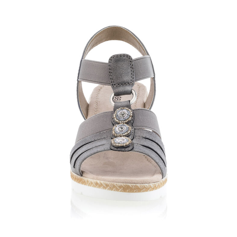 Graue Damensandalen / Zehenfreie Schuhe