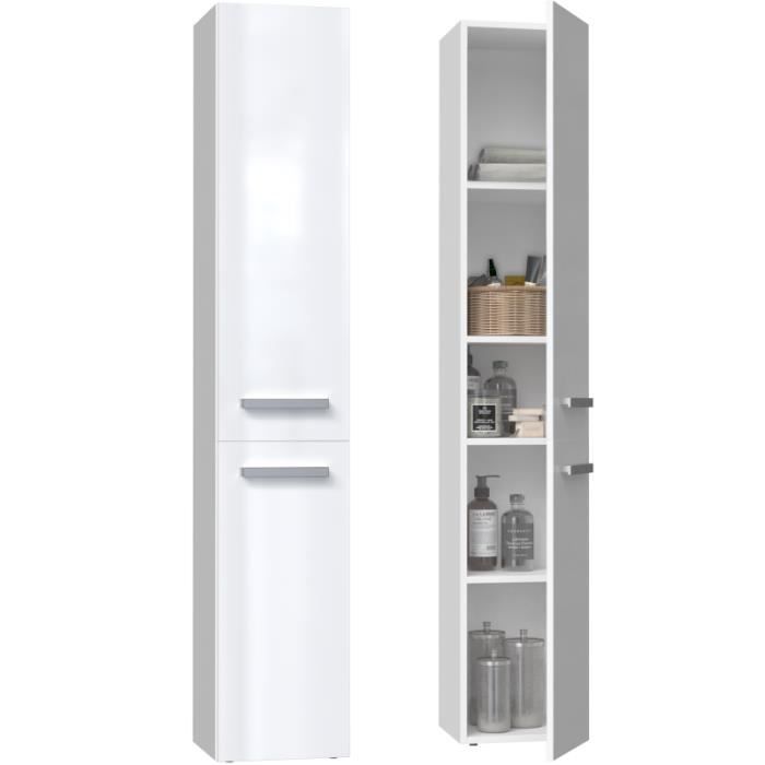 KOMMA - Armario de baño de 2 puertas - 31x30x174cm - Columna de almacenamiento para baño