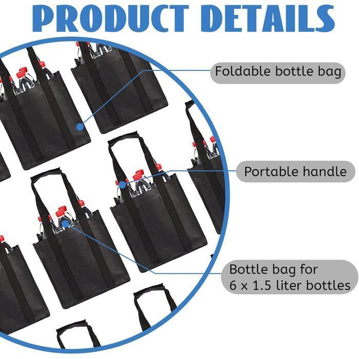 Porte-bouteilles à six compartiments - ULISEM - Grand format - Réutilisable - Transport facile - Cadeau fête des pères