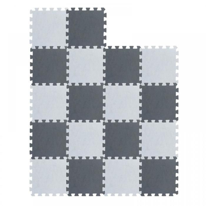 Juego de 18 tapetes de juego de EVA para niños - ERROLVES - Blanco y gris - Área de juego - Pieza individual 30*30 cm