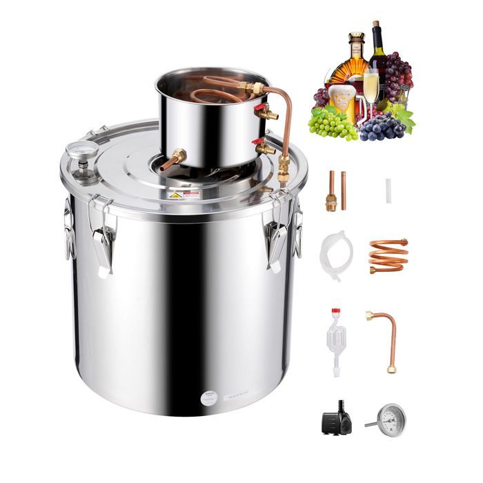 Kit de destilación Duoku de 13,2 galones - Destilador de agua y alcohol de acero inoxidable - Kit para elaborar vino y whisky en casa