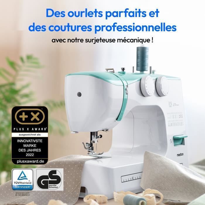 Machine à Coudre - MEDION - SM 60 - 62W - 24 Points + Points Doubles - 700 tr/min - LED - Turquoise