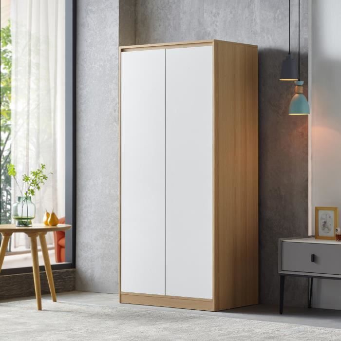 Armadio da camera Bastheim con 4 ripiani, in MDF, 176 x 80 x 52 cm, effetto rovere bianco.
