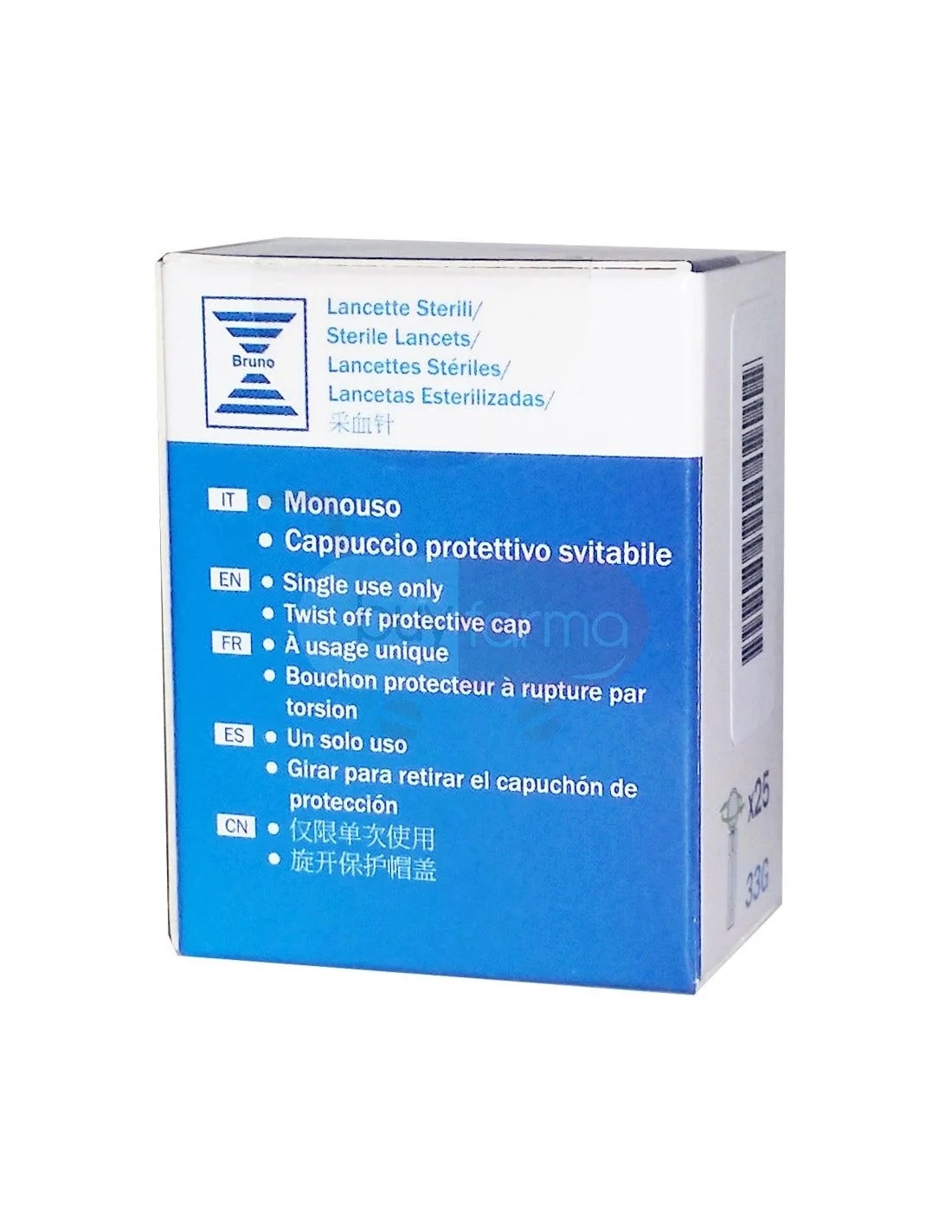 BRUNO FARMACEUTICI Lancettes à doigt Bruno, 25 pièces