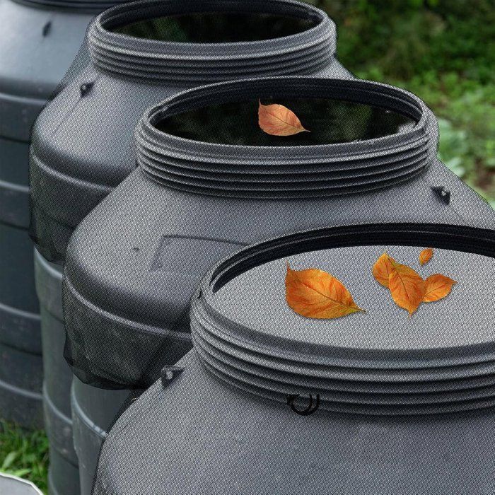 Protective Covers for Water Collector, 3 Pieces 95cm with Drawstring, Insect and Dustproof, Garden, Black