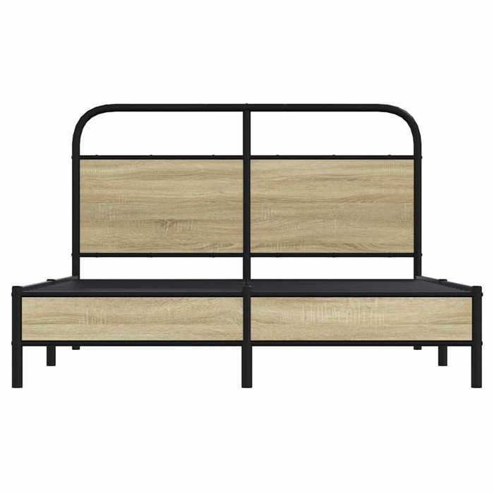 Structure de lit - UU - 120x190 cm - Chêne sonoma - Acier et bois d'ingénierie - 196x125x100 cm - Hauteur libre 27 cm