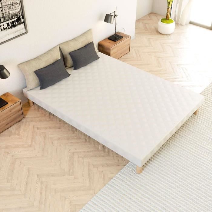 Base de cama tapizada - MOONLIGHT - 160x200 - Soporte firme - Antibacterial - Antiácaros