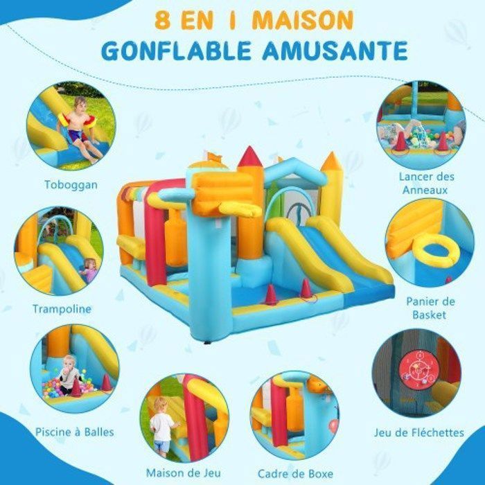 Aire de Jeux Gonflable avec Souffleur-LALAHO - Château Gonflable pour Enfant Multifonctionnel, 320*310*200cm