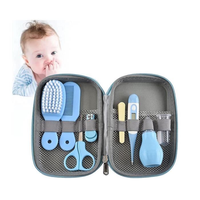 Kit de cuidado para recién nacidos, set de 8 piezas para el cuidado del bebé, kit profesional de cuidado y aseo para bebés (azul)