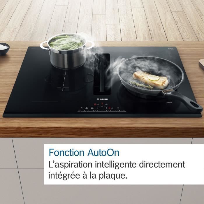 Bosch SER6 Induction Hob with Extractor - PVQ811H26E Black - 4 Burners - Home Connect - W802 x D522 mm