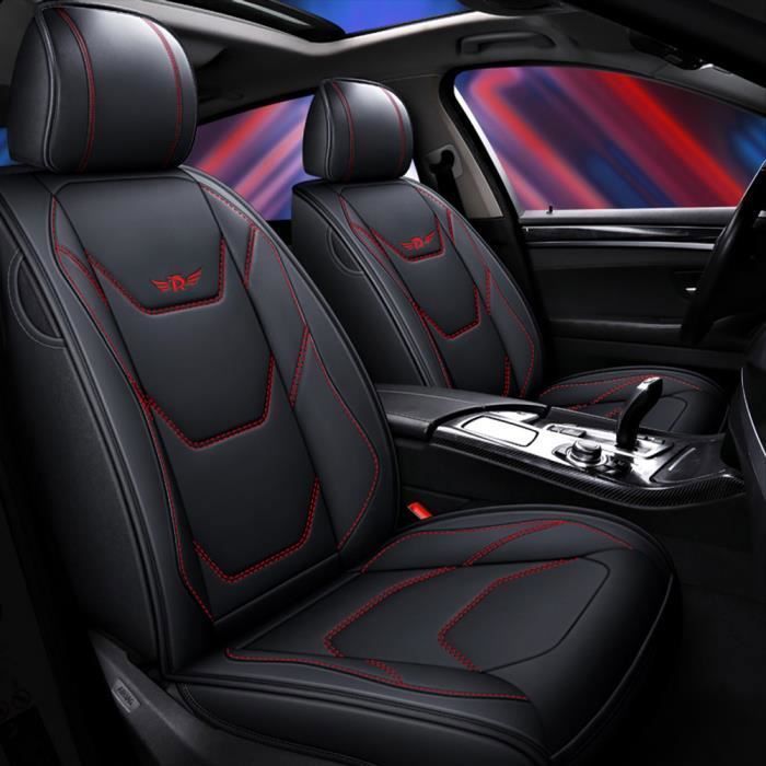 Housse de Siège Voiture - MOMOTOU - Universelle - Cuir PU - Noir Rouge - Haute Qualité