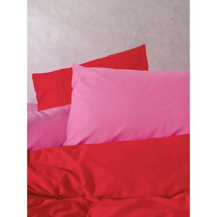 Juego de ropa de cama: 1 funda nórdica de 220 x 240 cm + 2 fundas de almohada de 60 x 60 cm - 100 % algodón reforzado - Rojo