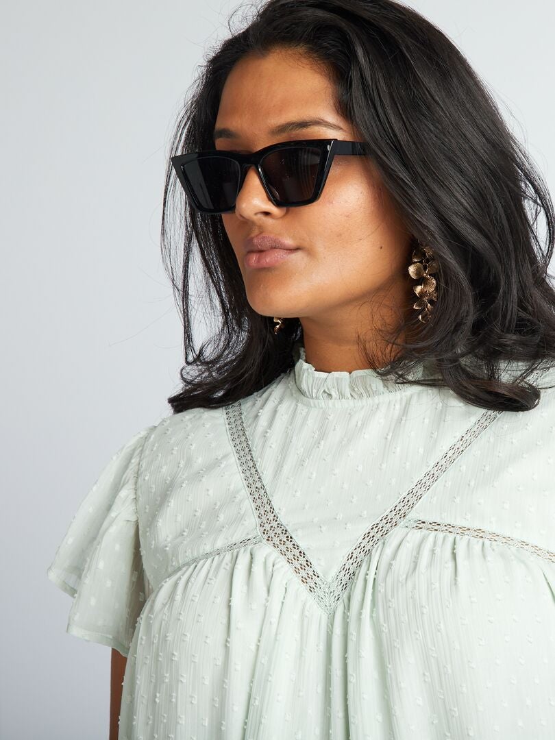 Plumetis voile jurk - GROEN