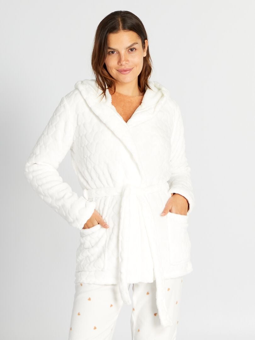 Fleece badjas - Wit