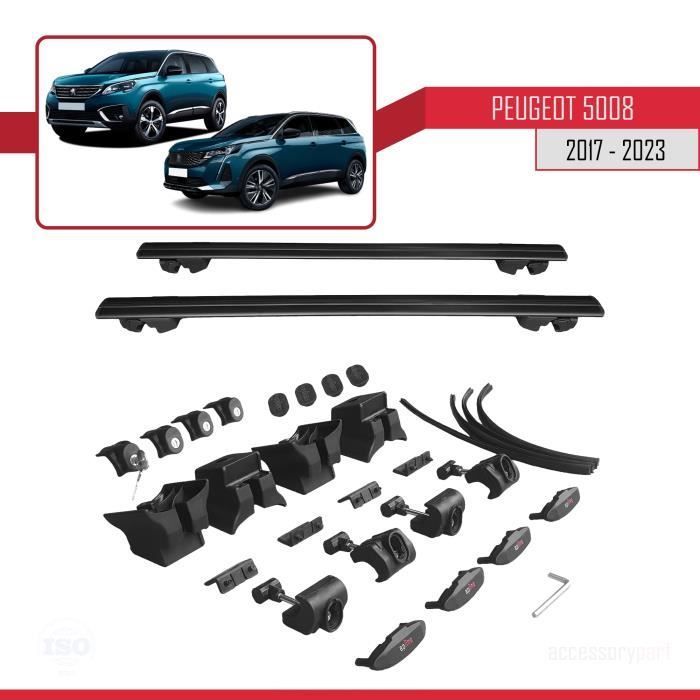 Barras de techo - Peugeot - 5008 - Aluminio - Negro - Con cerradura