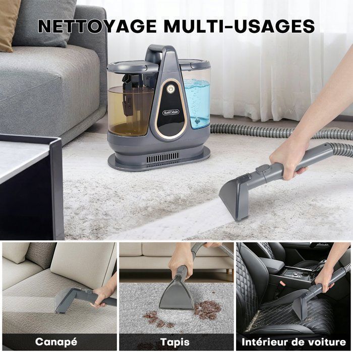 Pulitore per divani - KOTICIDSIN - 550W 18KPa - Serbatoio da 2200+900 ml - Spazzole incluse -