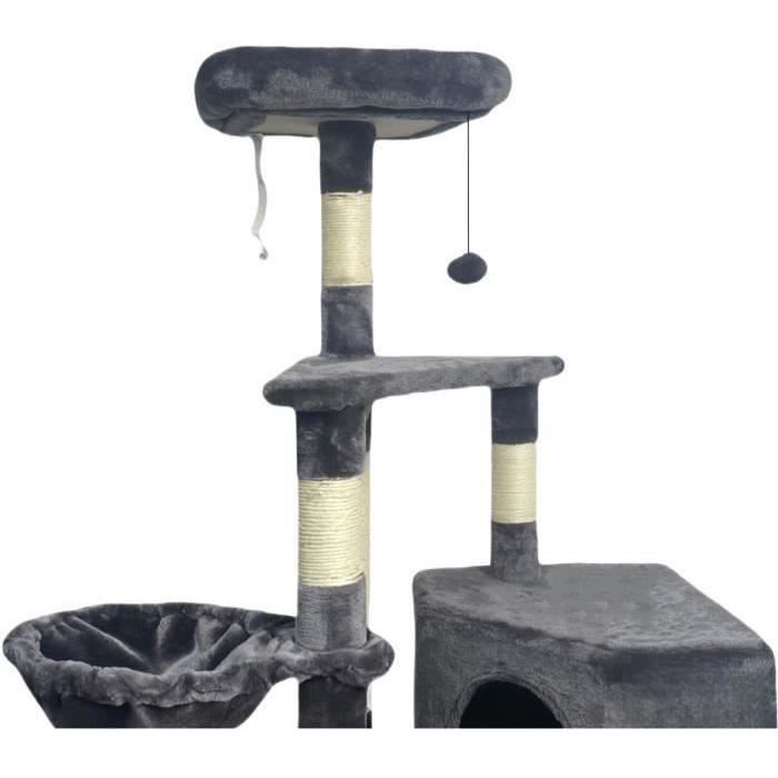 SWIFTY Krabpaal - 55 x 40 x 138 cm - Donkergrijs - 3 platforms, 1 zitplaats, 1 schuilplaats, krabpalen