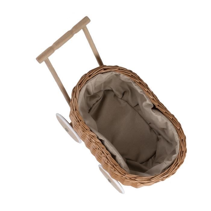 Toy - Natural Wicker Walker with Wooden Wheels - Ages 3+ - Sturdy and Stable