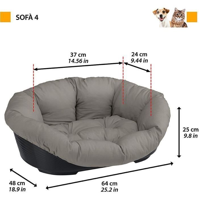 Cesta con cojín gris - Tamaño M - 64 x 48 x 25 cm - FERPLAST