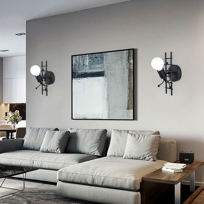 UNI Applique Murale Intérieur Design E27 Lampe Murale Humanoïde Contemporain en Métal Noir