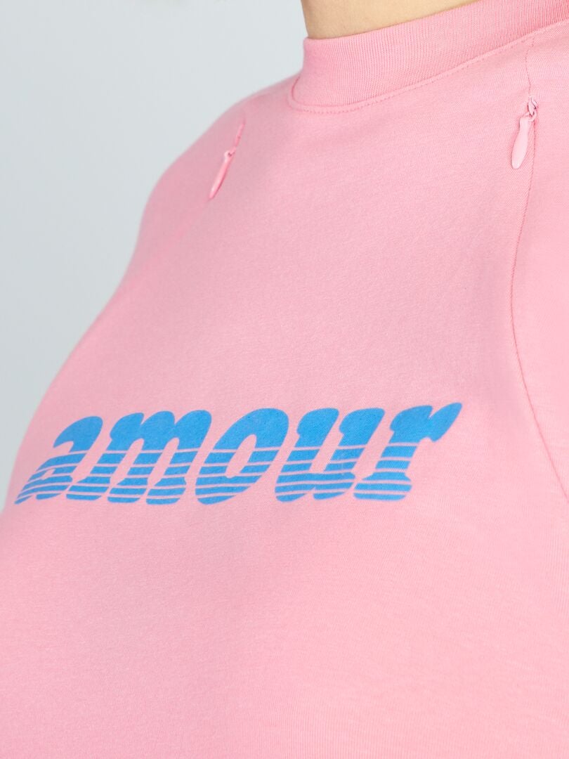 Camiseta de amamentação com aberturas de ventilação - ROSA