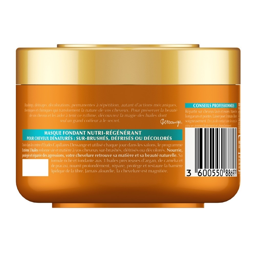Dessange Masque au Sérum de Soin Nutri-régénérant Huiles d'Argan, Camélia, Pracaxi