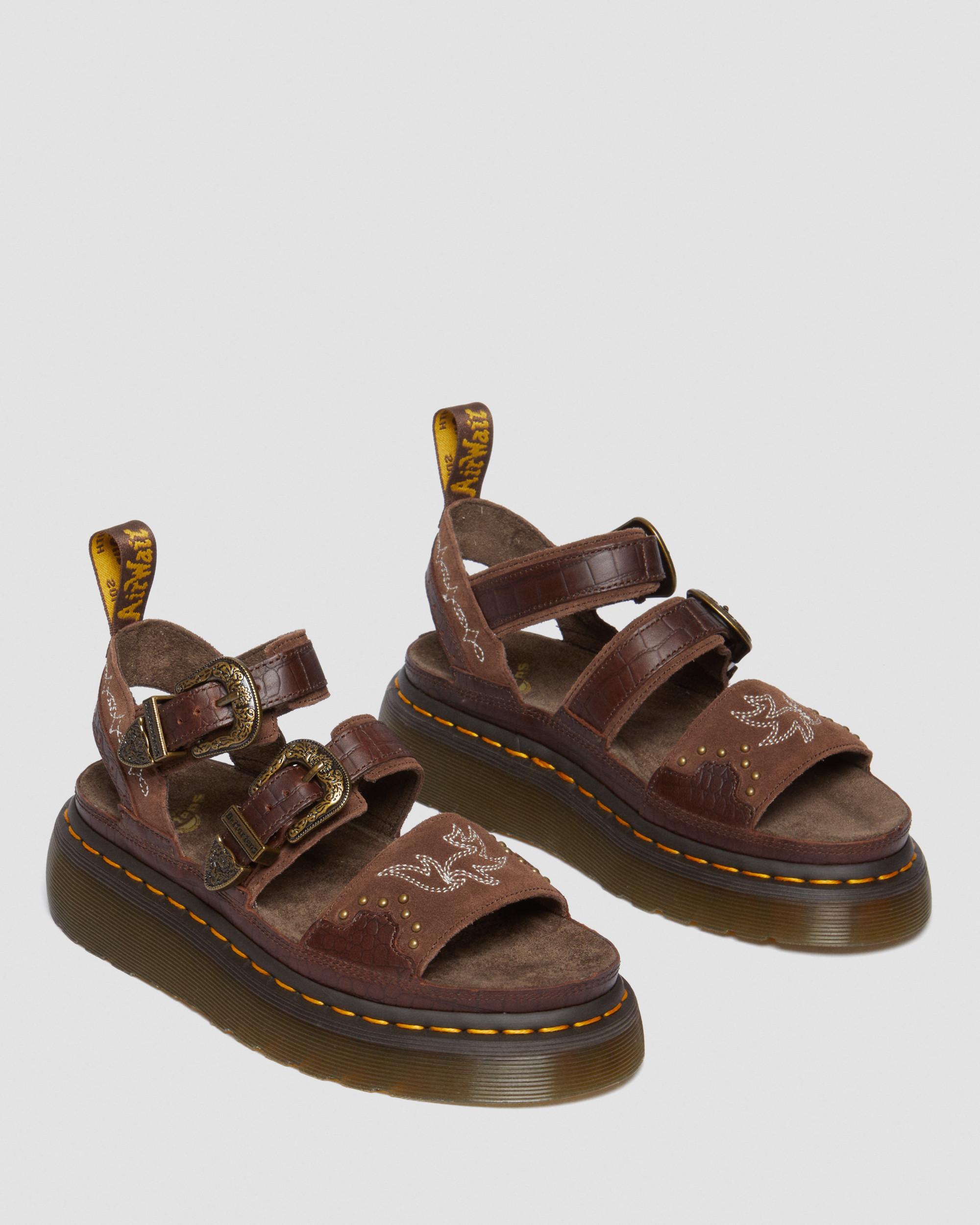 Gryphon Gothic Americana Leder Plateausandalen