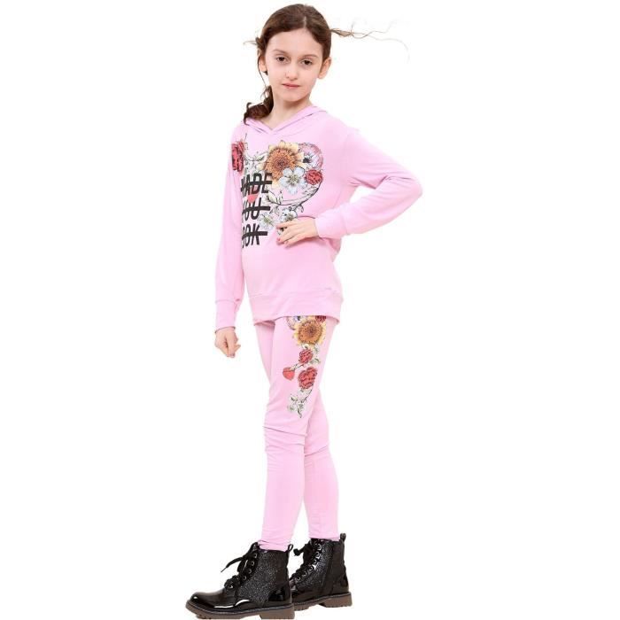 Conjunto de verano Made You Look con top rosa bebé estampado y leggings de moda para niñas de 5 a 13 años.