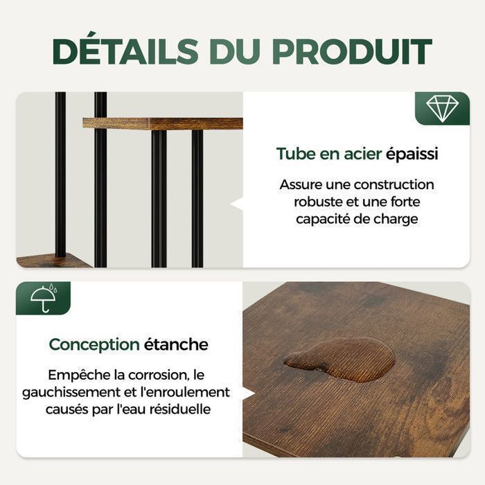 Plantenrek - Bamworld - Plantenstandaard met 5 lagen - Geschikt voor woonkamer, slaapkamer, balkon, enz. - Bruin