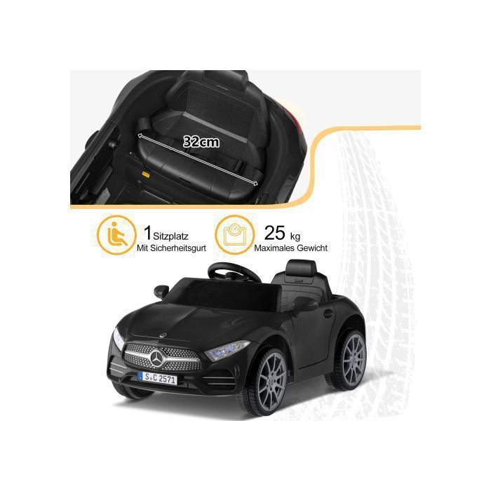 LALAHO Elektro-Kinderauto – Mercedes-Benz CLS 350 – 90 x 60 x 40 cm – Schwarz