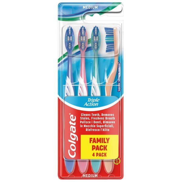 „Colgate Triple Action“ vidutinio dydžio dantų šepetėliai<br>4 vnt.