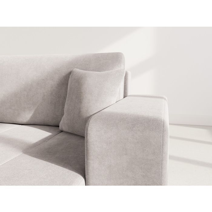 Nicole - Divano letto panoramico a forma di U a 7 posti con contenitore, in tessuto - Grigio chiaro