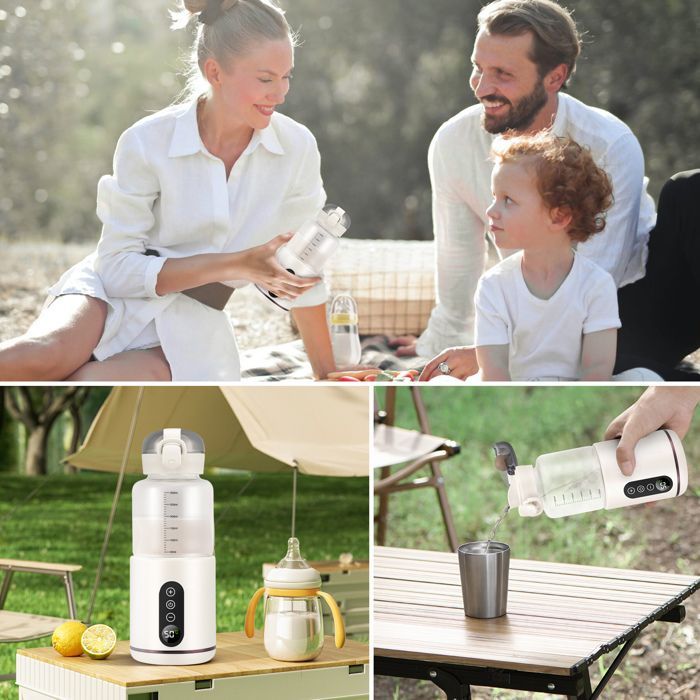 Calentador portátil de biberones, calentador de agua para coche de 300 ml, calentador de comida para bebés con control de temperatura y pantalla visual.