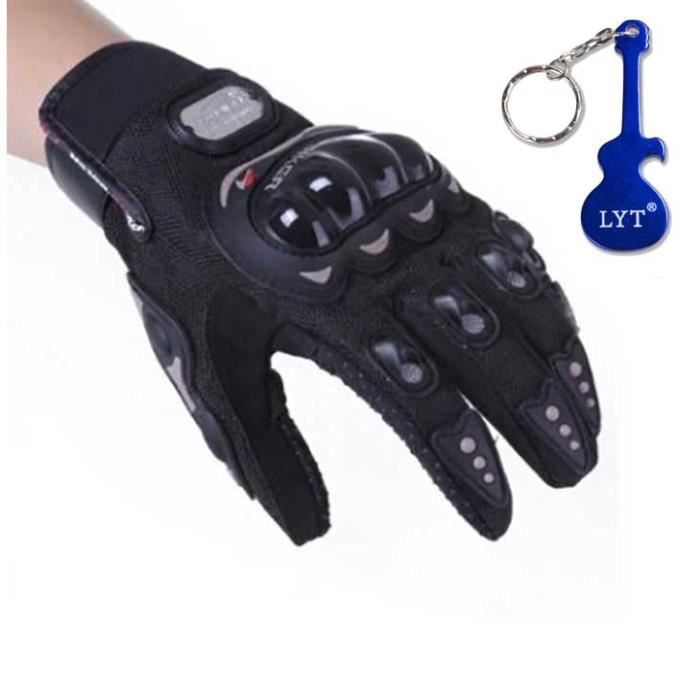LYT® Par de Luvas de Proteção com Dedos Inteiros Pretas para Motociclismo, Ciclismo e Esportes - Tamanho M Masculino