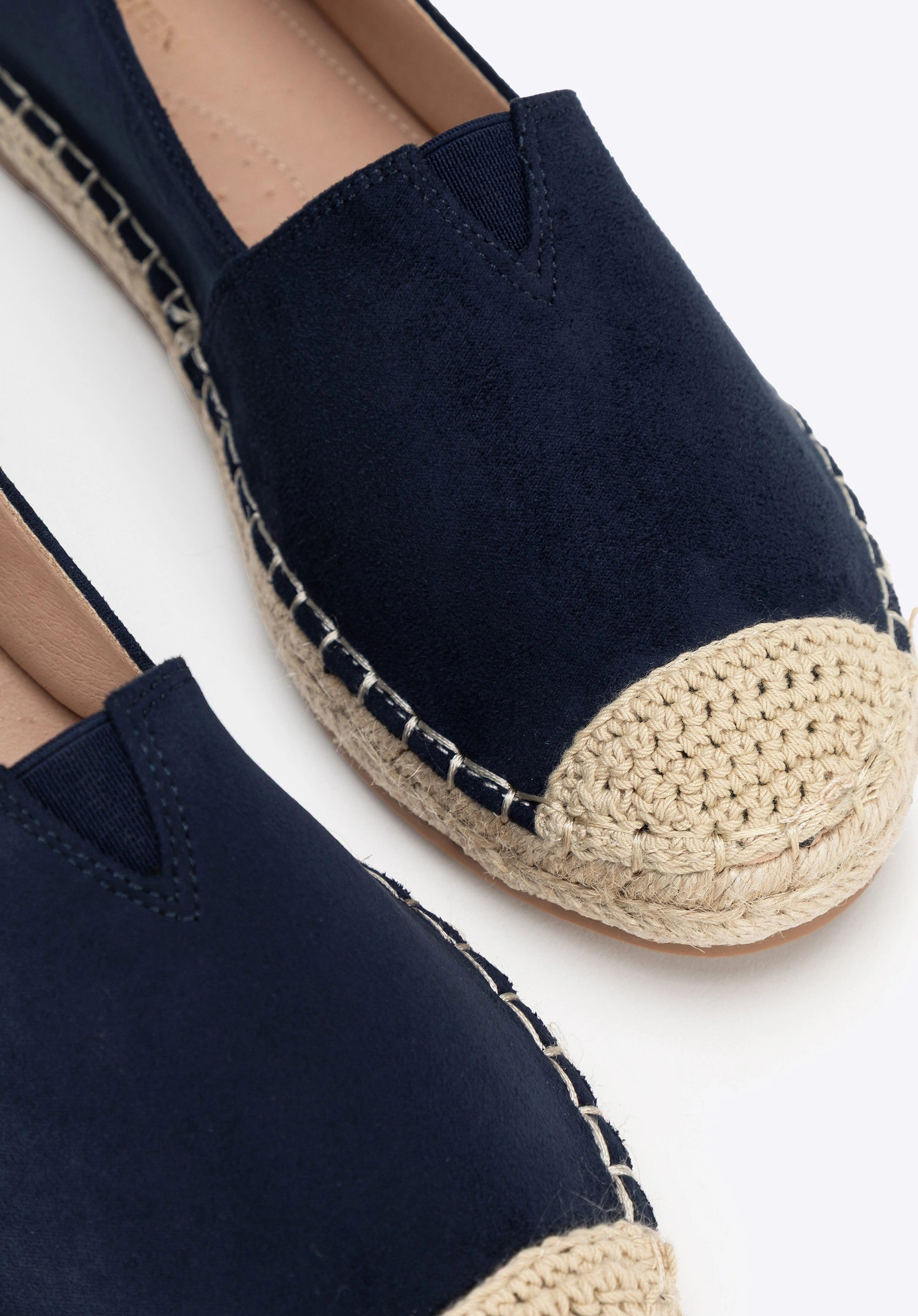 Damskie espadryle z plecionym noskiem granatowe