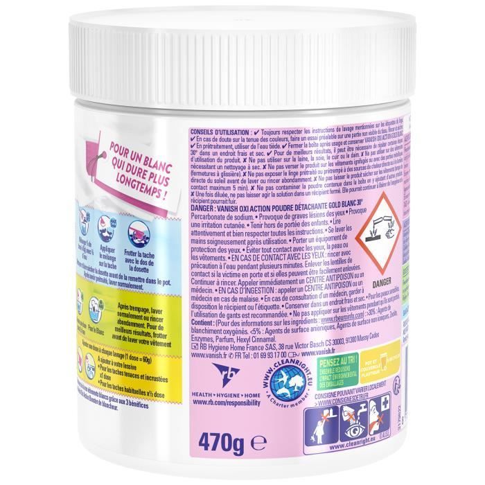 Vanish Oxi Action Whitening Booster – Textile Stain Remover & Whitening Reviver – Powder 470g