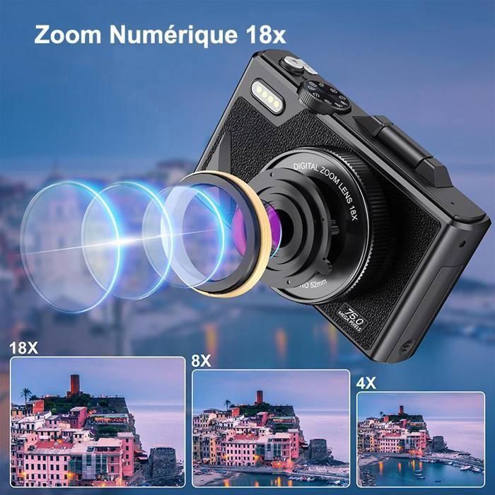 Appareil Photo Numérique 5K 75MP - Écran HD 3