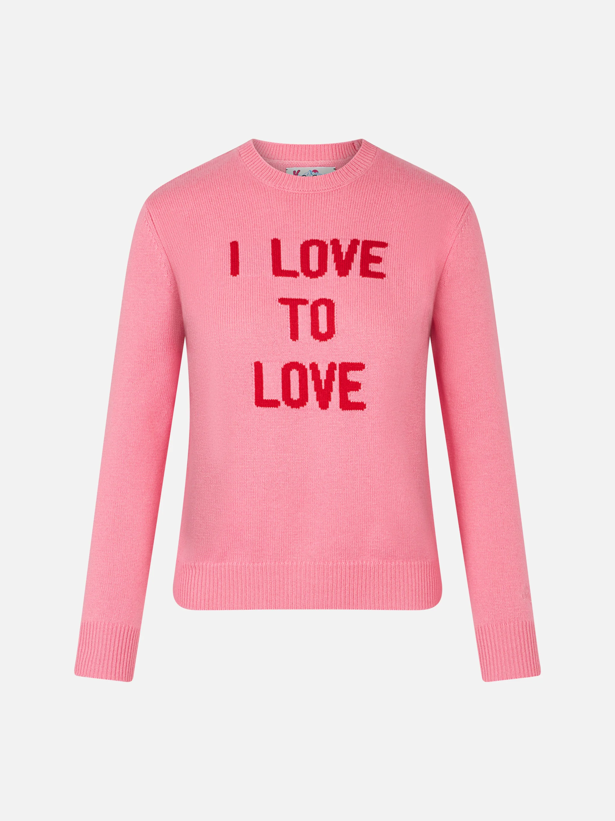 Ik ben dol op de Love Print roze coltrui voor dames | SPEC EDITION