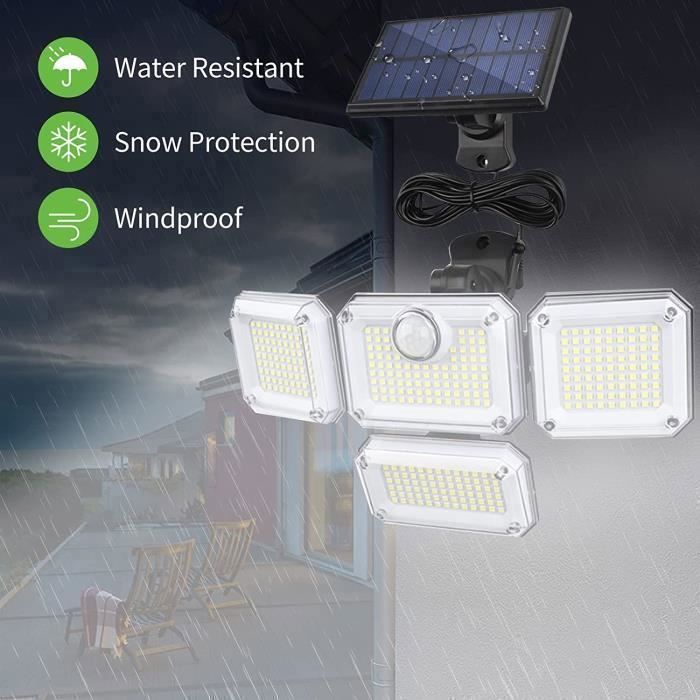 KENLUMO 333LED Lampada solare a LED con sensore di movimento, 3 modalità di illuminazione, faretto impermeabile IP65 per giardino - con telecomando