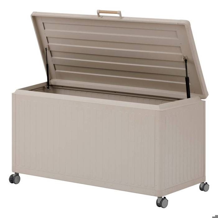 Coffre de rangement à roulettes EDENIO - Capacité 510l - Acier galvanisé argile - Hespéride