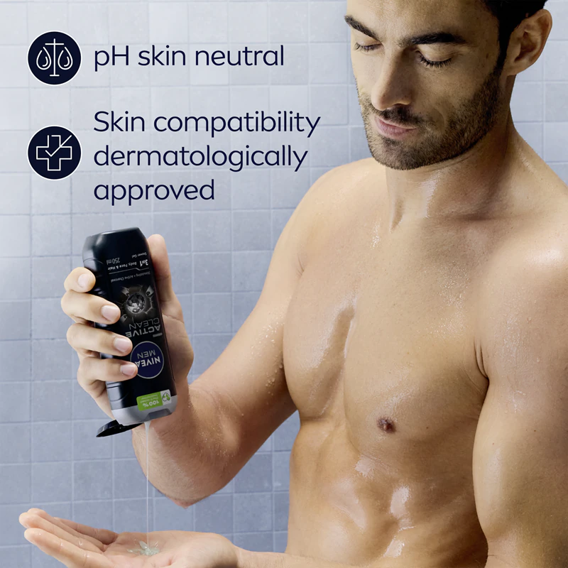Gel de banho NIVEA MEN Active Clean para homens