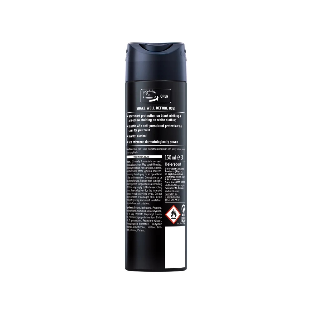 NIVEA Nivea Black & White Desodorante en spray invisible Original para todo tipo de pieles.