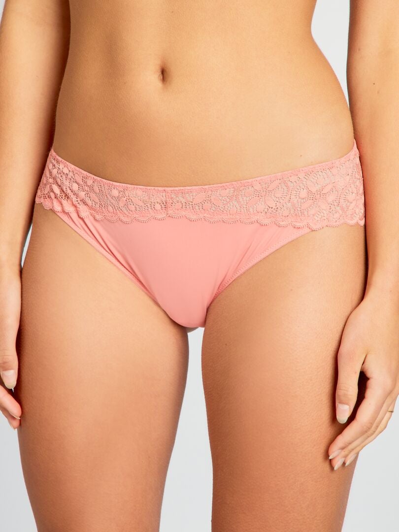 Calcinha de microfibra e renda - ROSA