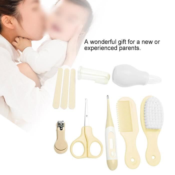 8-Piece Baby Hairbrush Set, Practical Daily Baby Nail Clipper Scissors Comb Manicure Care Kit, Yellow