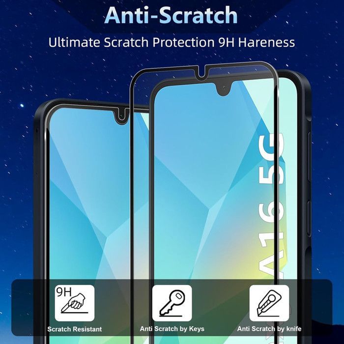Pack of 2 Full Tempered Glass Screen Protectors for SAMSUNG GALAXY A16 4G/5G/A26 5G - Scratch Resistant - Ultra Durable 9H Hardness