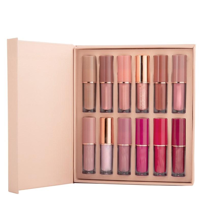 Set de 12 piezas de brillo labial mate nacarado natural, resistente al agua, de larga duración, con acabado aterciopelado. Set de labiales y cosméticos de maquillaje TSLM1