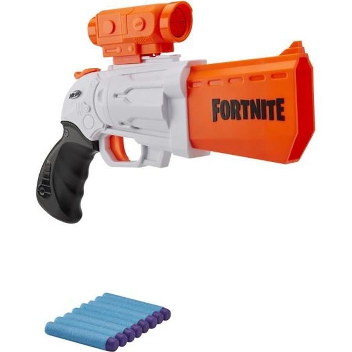 NERF - Fortnite - Blaster SR a 4 dardi con percussore e mirino rimovibile - Include 8 dardi NERF Elite ufficiali