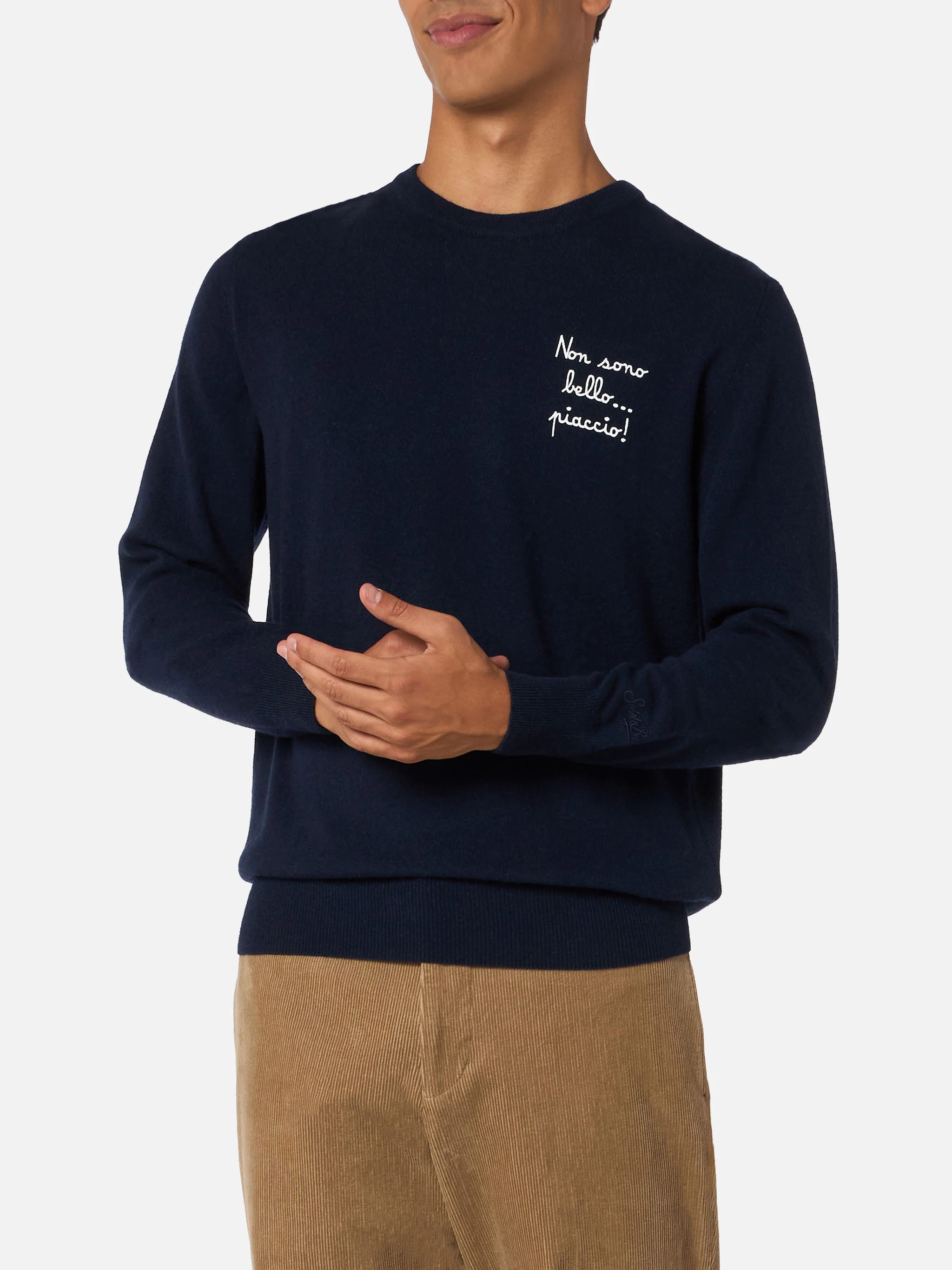 Heron Light Men's Navy Crewneck Sweater with 