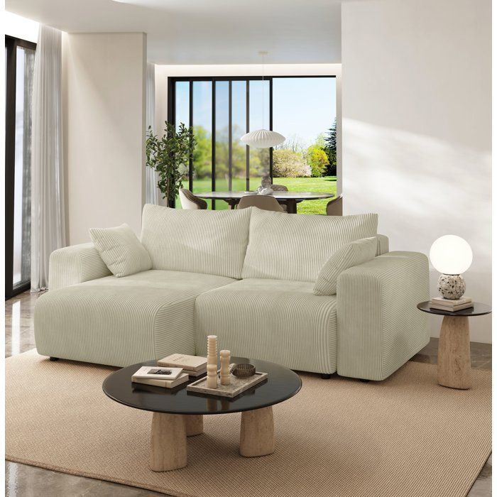 Canapé fixe d'angle réversible - 4 places - BOGOTA - Tissu Crème - 227 x 138 x 86 cm